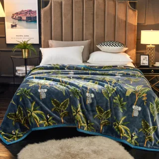Chăn Milan xanh navy họa tiết cây cọ